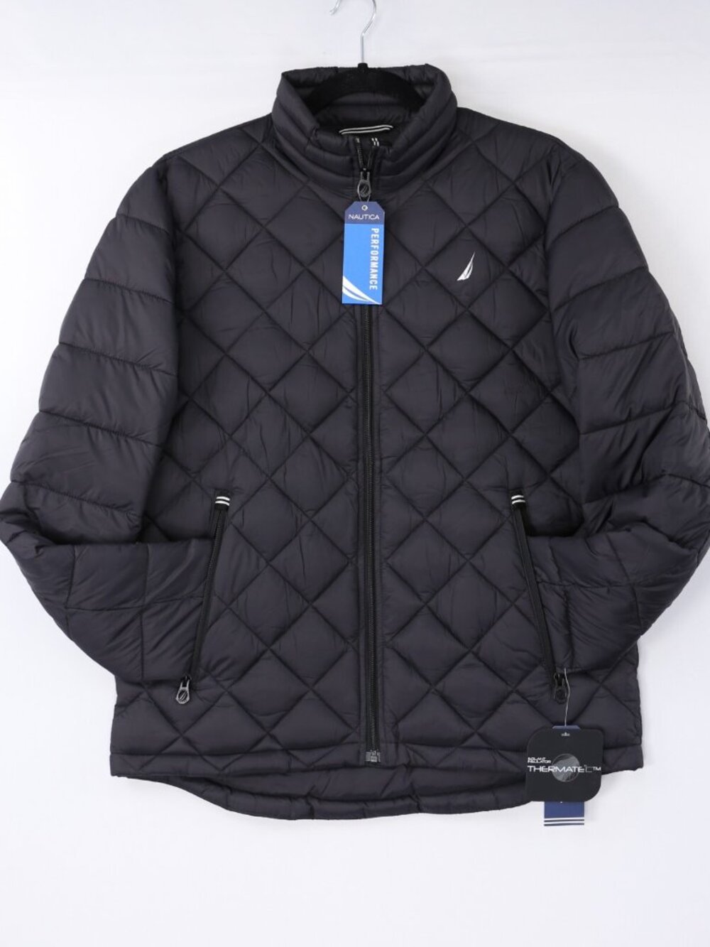 Nautica Quilted Puffer Jacket Performance Water Resistant Black